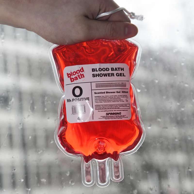 Duschgel in Bluttransfusionsbeutel