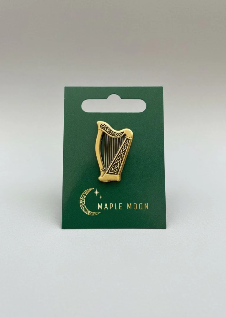 Gold Celtic Harp Pin | Maple Moon