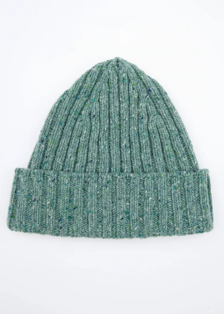 Luxe Cashmere Aran Ribbed Hat | Ocean Mist