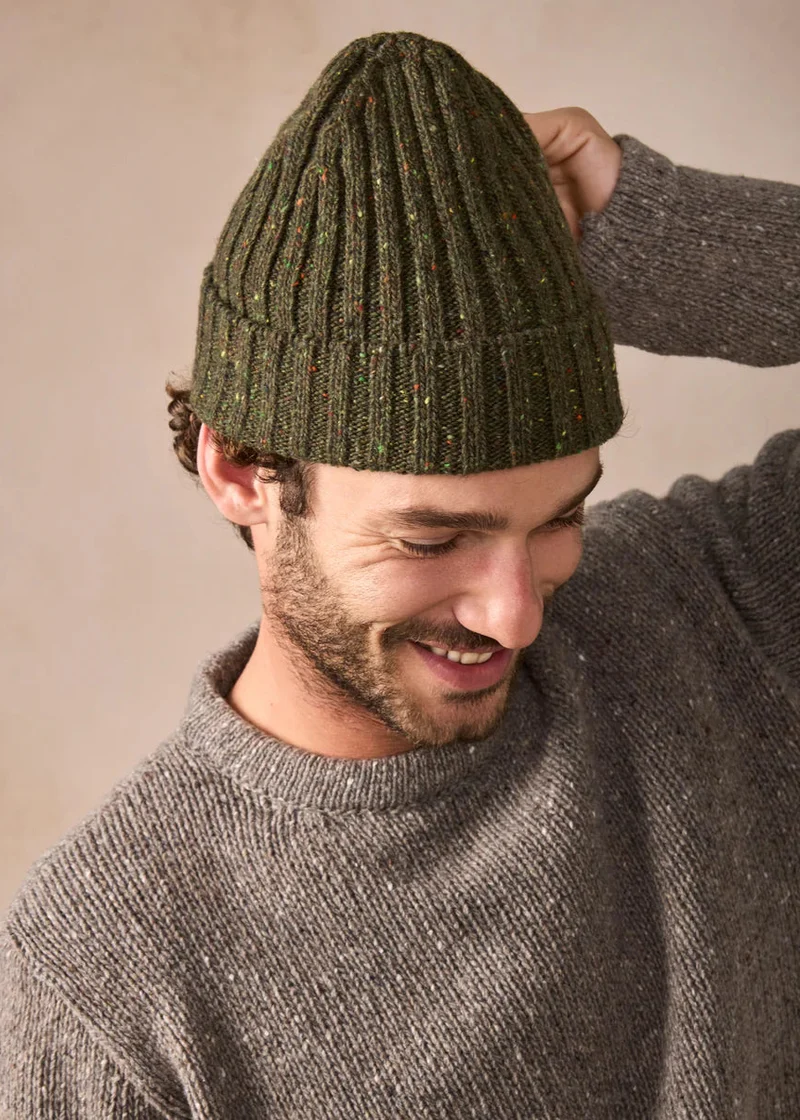 Luxe Cashmere Aran Ribbed Hat | Loden