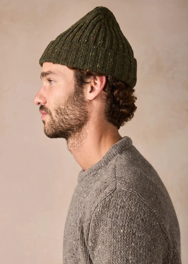 Luxe Cashmere Aran Ribbed Hat | Loden