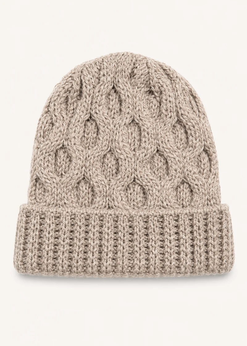 Aran Merino Wool Beanie Hat | Oatmeal - Clearance