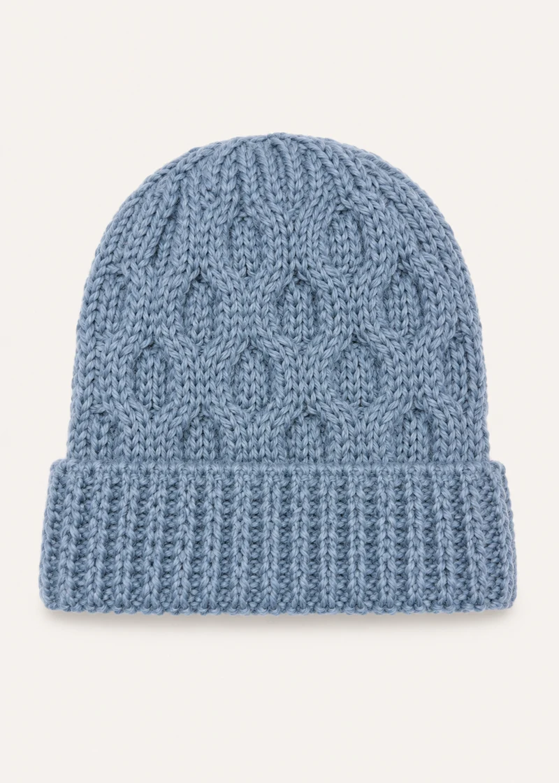 Aran Merino Wool Beanie Hat | Mist Marl - Clearance