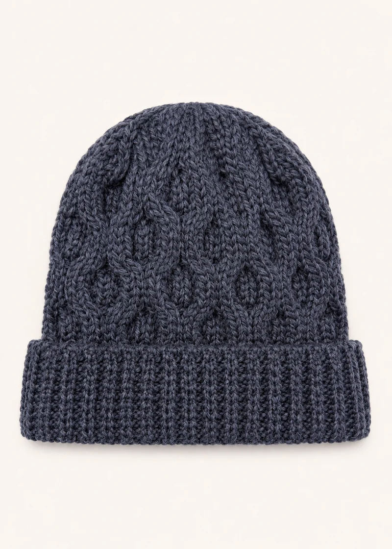 Aran Merino Wool Beanie Hat | Charcoal - Clearance