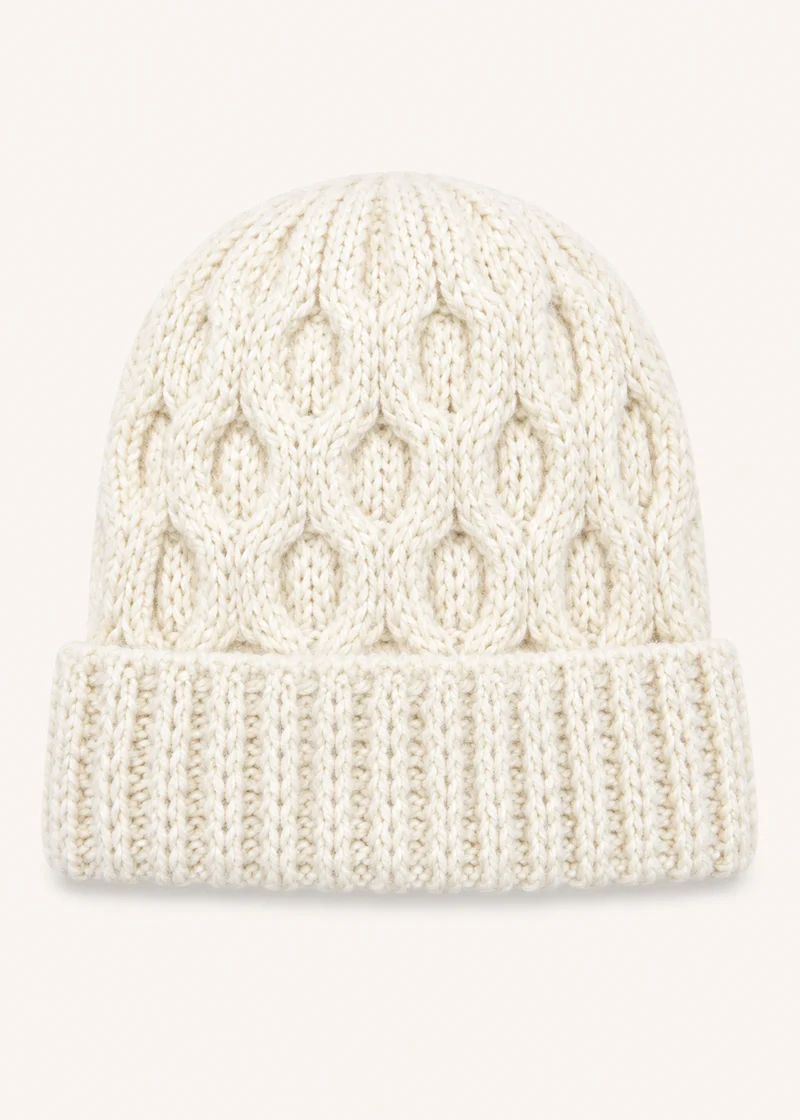 Aran Merino Wool Beanie Hat | Natural - Clearance