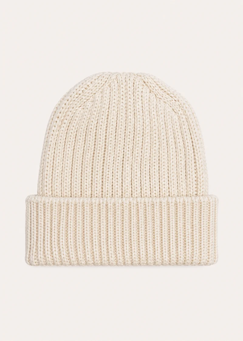 Aran Wool Ribbed Hat | Natural - Clearance