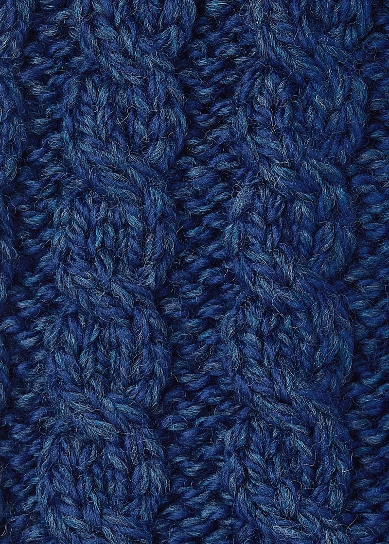 Aran Wool Ribbed Hat | Blue - Clearance