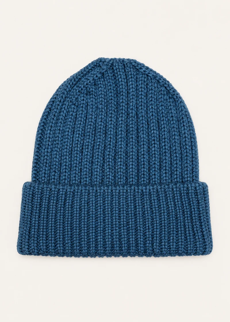 Aran Wool Ribbed Hat | Irish Sea - Clearance