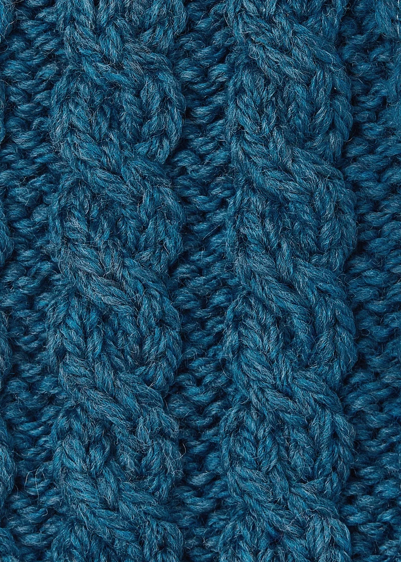 Aran Wool Ribbed Hat | Irish Sea - Clearance