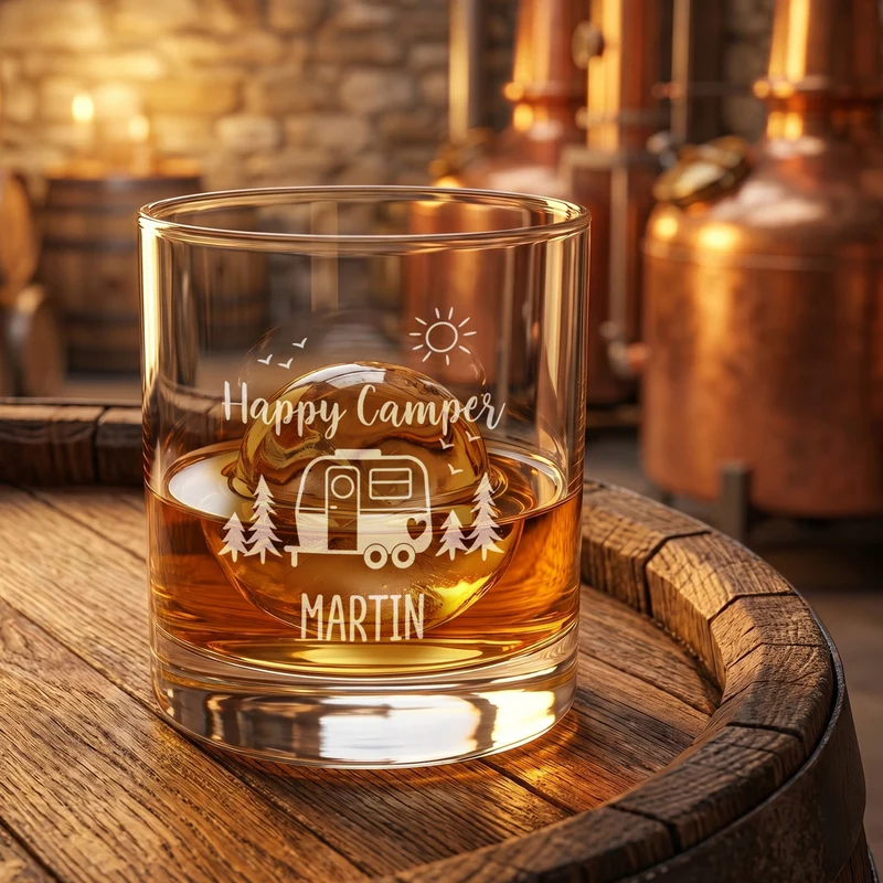 Personalisiertes Whisky Glas für Camper mit Gravur | Camping Whiskeyglas 320 ml