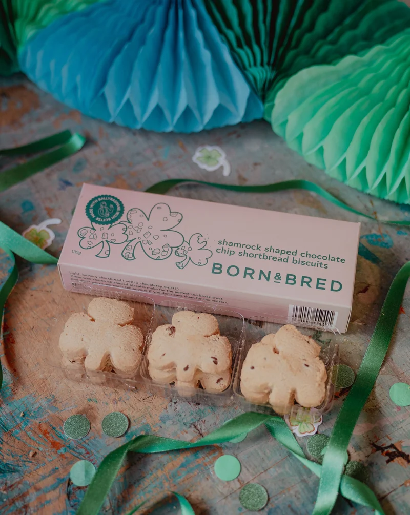 Shamrock Shaped Chocolate Chip Shortbread Biscuits | Born & Bred