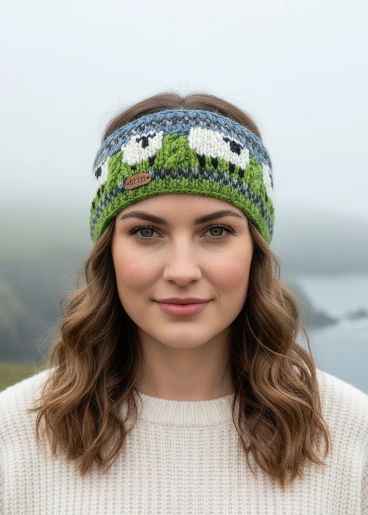Erin Aran Sheep Headband | Blue & Green