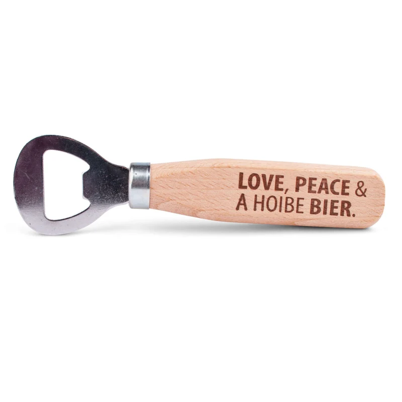 Flaschenöffner "Love, Peace & A Hoibe Bier"