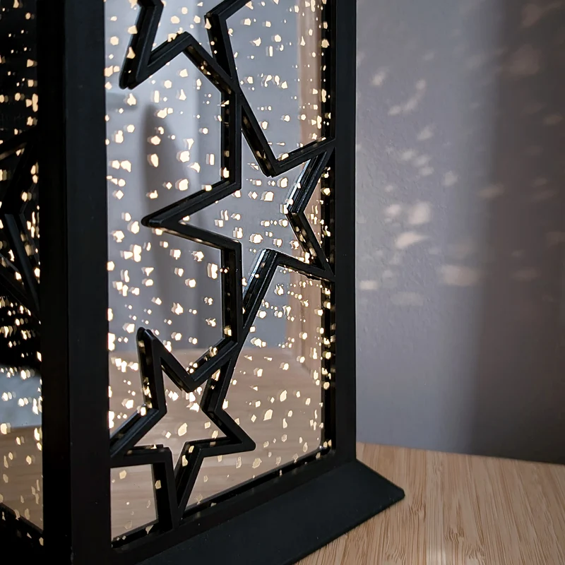 LED Laterne mit funkelnden Sternen | Weihnachtsdekoration