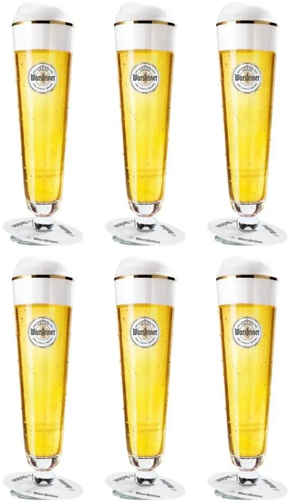 Warsteiner Biergläser mit Fuß 200 ml - 6 Stück