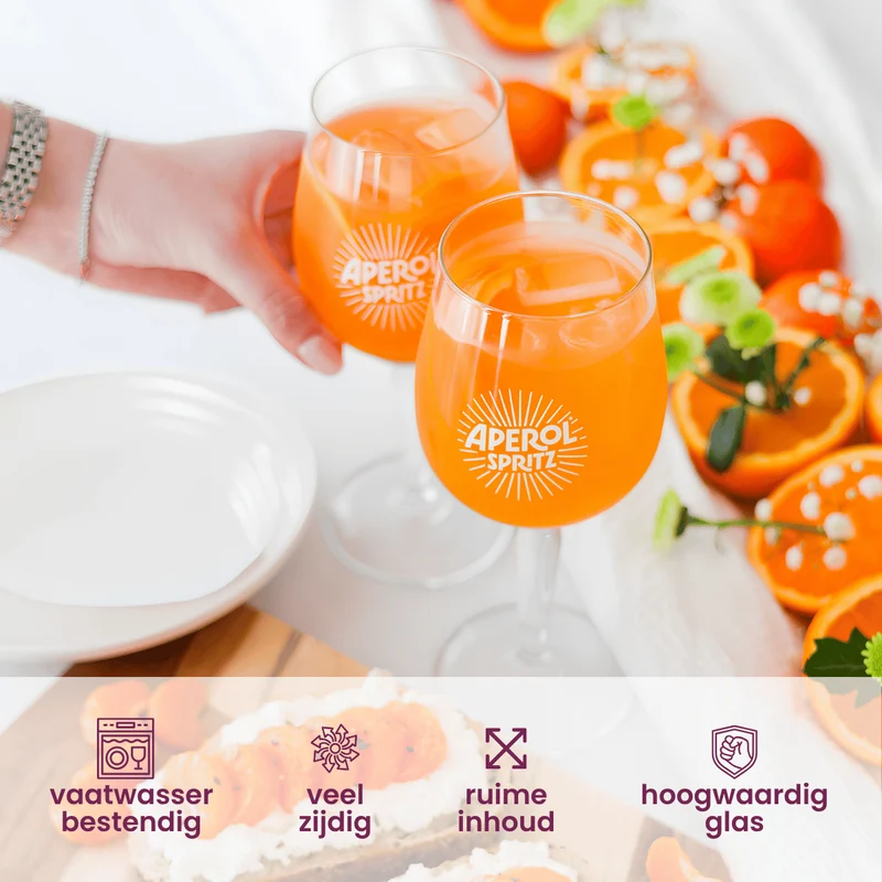 Aperol Spritz Gläser - 450 ml - Offizielles Glas - 6 Stück