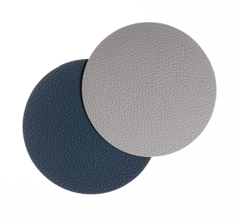 Cookinglife Untersetzer - Veganes Leder - Grau / Blau - doppelseitig - ø 10 cm - 6 Stück
