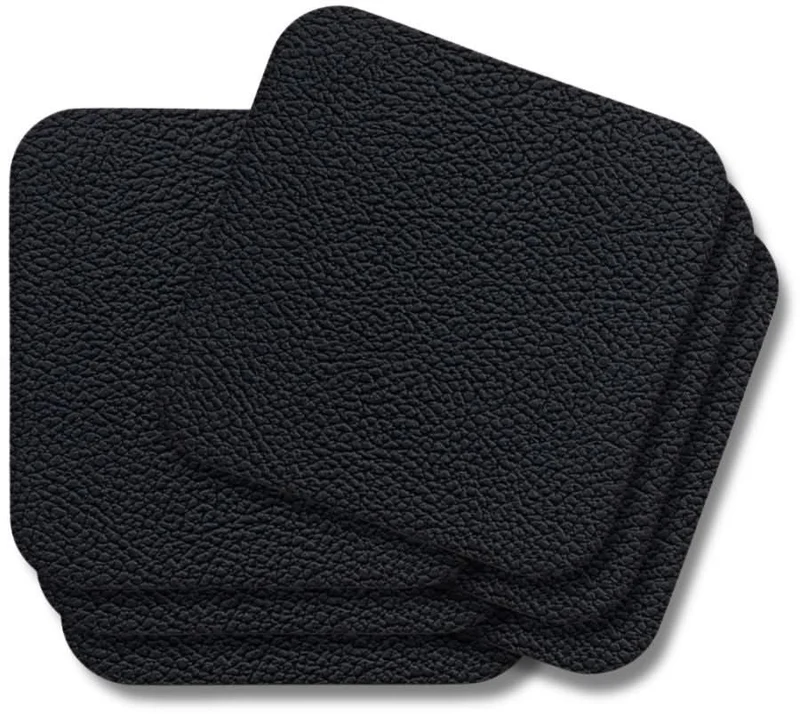 Cookinglife Untersetzer - Veganes Leder - Schwarz - 10 x 10 cm - 6 Stück