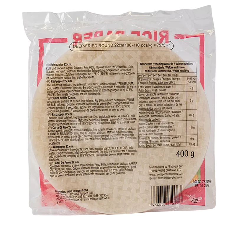 BAMBOO TREE Reispapier Zum Frittieren 22CM, 400G