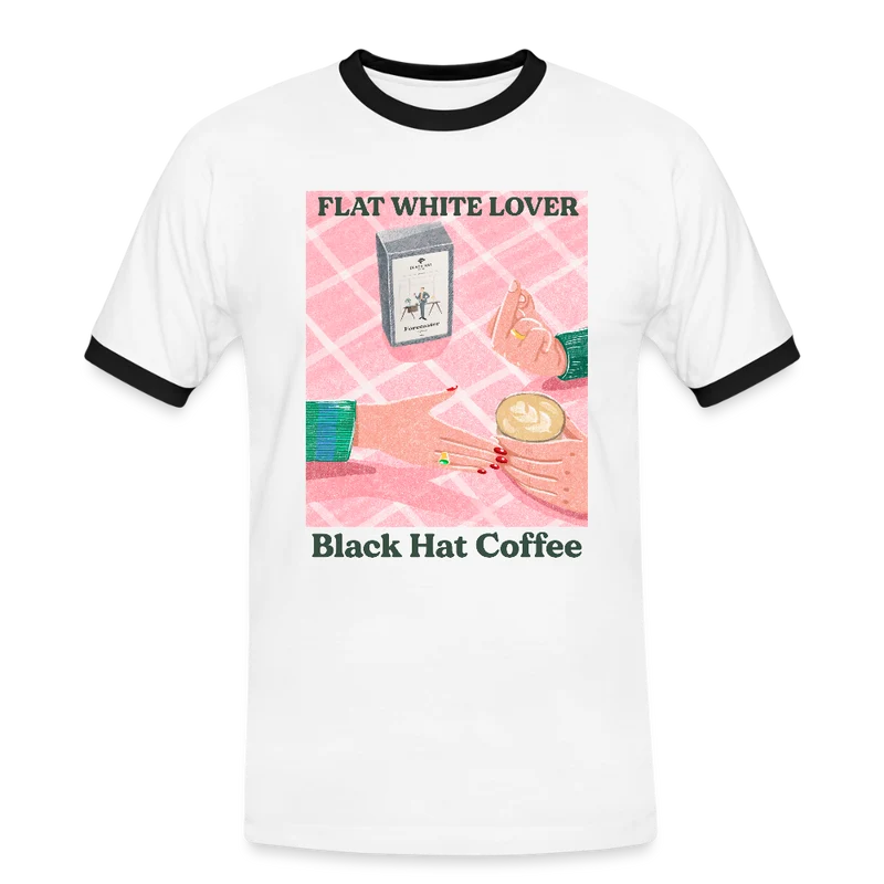 Flat White Lover Ringer T-Shirt für Herren