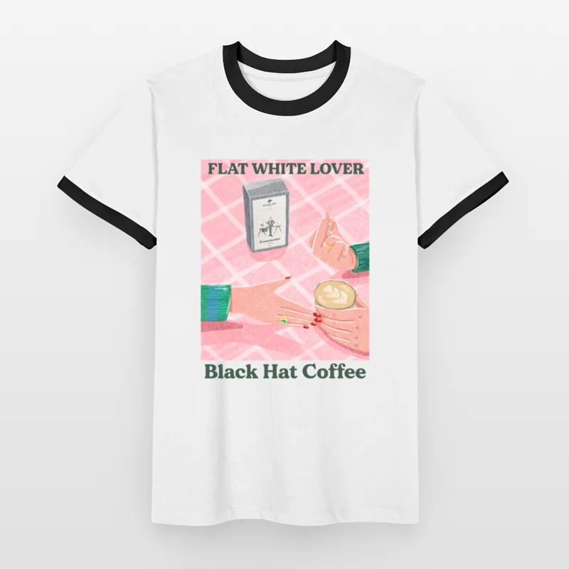 Flat White Lover Ringer T-Shirt für Herren