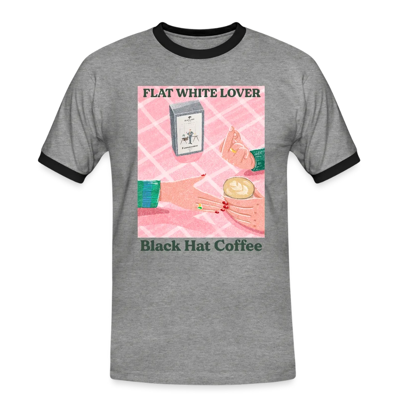 Flat White Lover Ringer T-Shirt für Herren