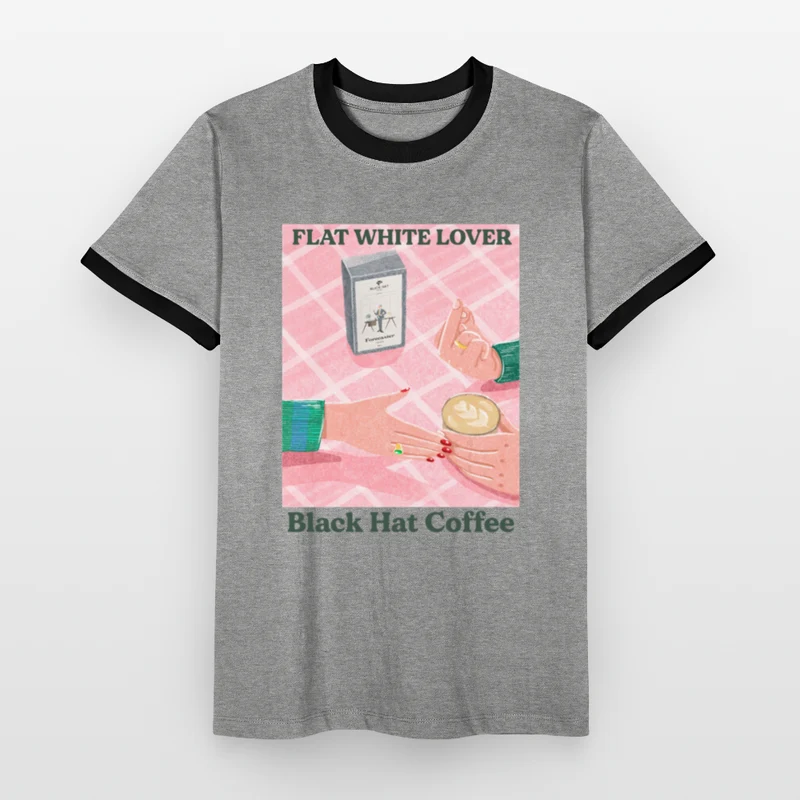 Flat White Lover Ringer T-Shirt für Herren