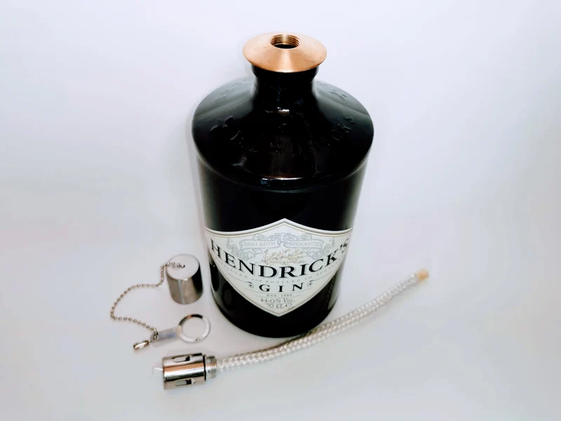 SALE: Upcycling Öllampen - Windlicht, Gartenfackel aus Gin, Rum und Whisky Flaschen - Reduziert
