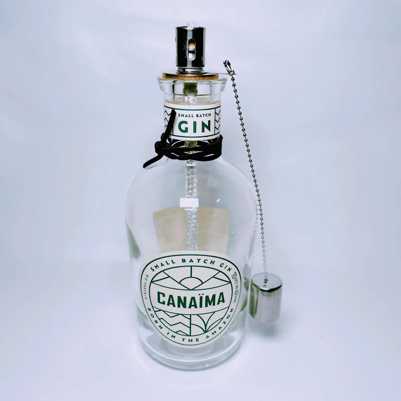 SALE: Upcycling Öllampen - Windlicht, Gartenfackel aus Gin, Rum und Whisky Flaschen - Reduziert