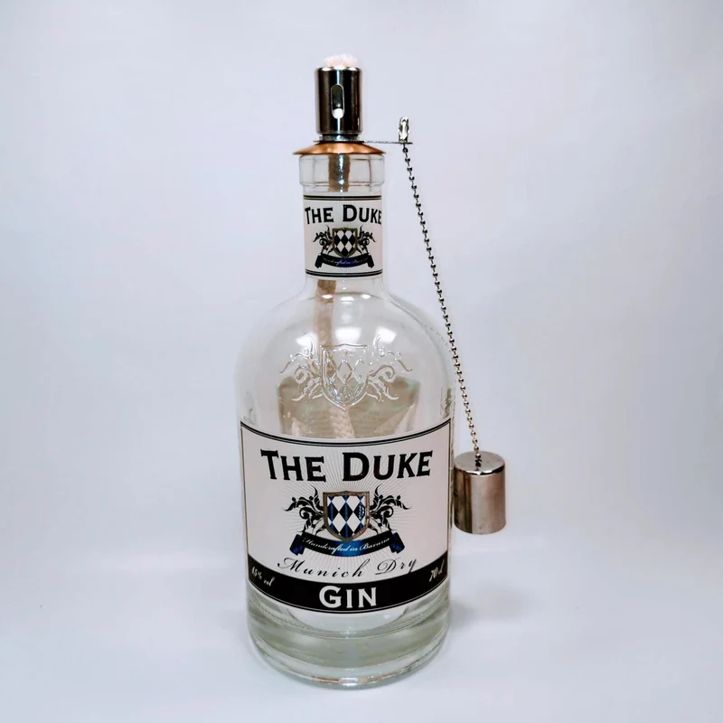 SALE: Upcycling Öllampen - Windlicht, Gartenfackel aus Gin, Rum und Whisky Flaschen - Reduziert