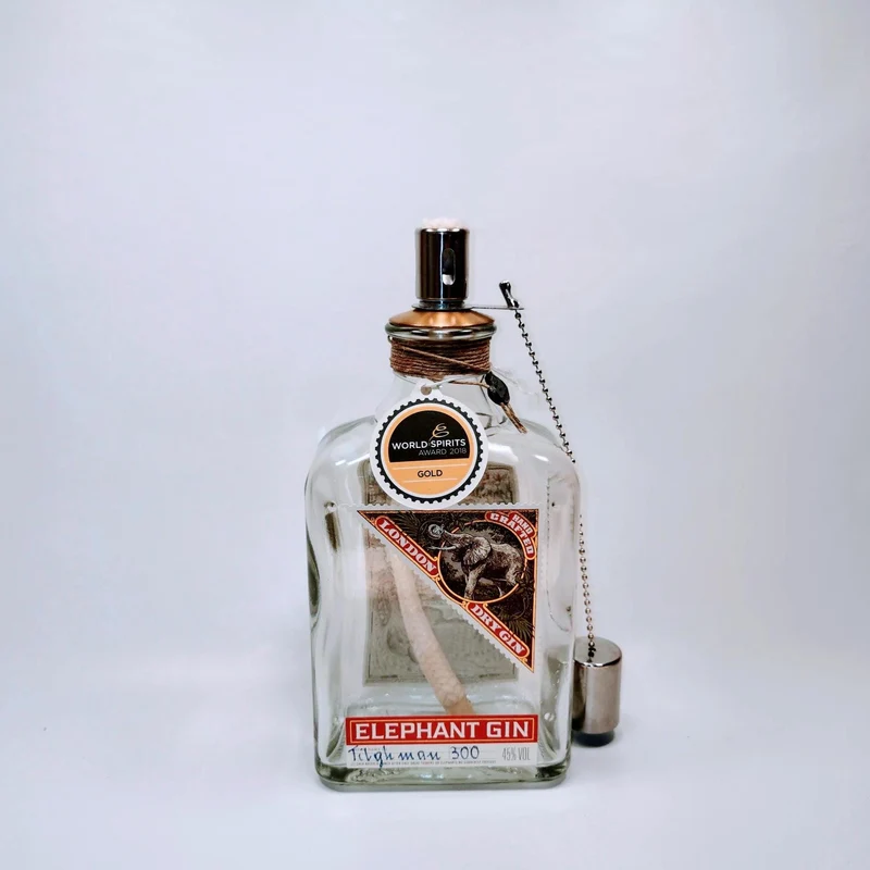 SALE: Upcycling Öllampen - Windlicht, Gartenfackel aus Gin, Rum und Whisky Flaschen - Reduziert