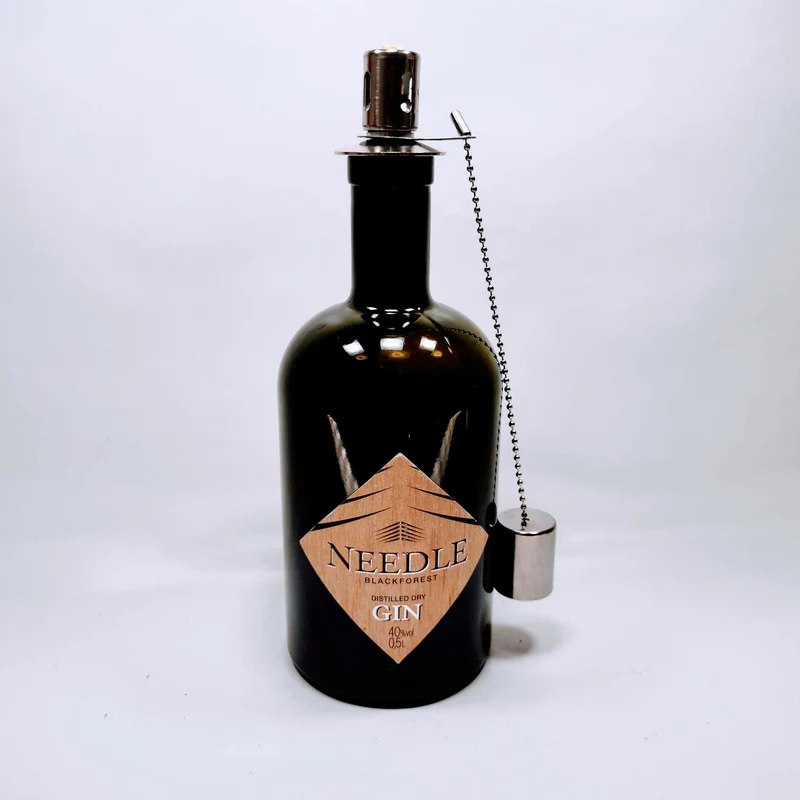 SALE: Upcycling Öllampen - Windlicht, Gartenfackel aus Gin, Rum und Whisky Flaschen - Reduziert