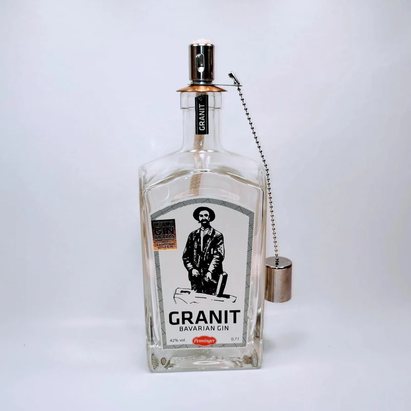 SALE: Upcycling Öllampen - Windlicht, Gartenfackel aus Gin, Rum und Whisky Flaschen - Reduziert
