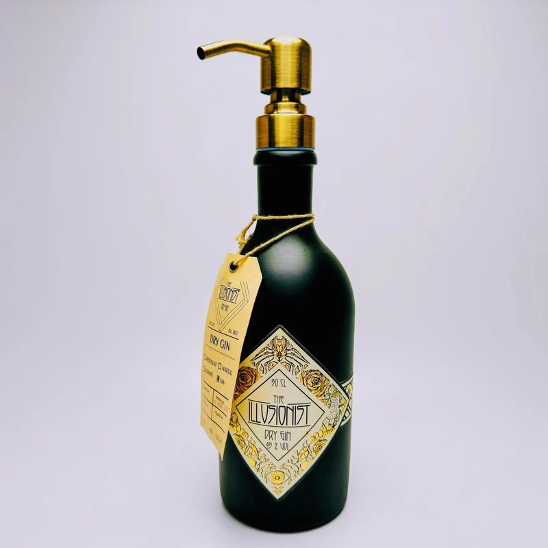 Gin Seifenspender aus echter Ginflasche – Handgemachter nachfüllbarer Pumpspender – Upcycling Seifenspender – Geschenkidee für Gin Liebhaber
