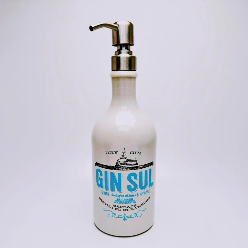 Gin Seifenspender aus echter Ginflasche – Handgemachter nachfüllbarer Pumpspender – Upcycling Seifenspender – Geschenkidee für Gin Liebhaber