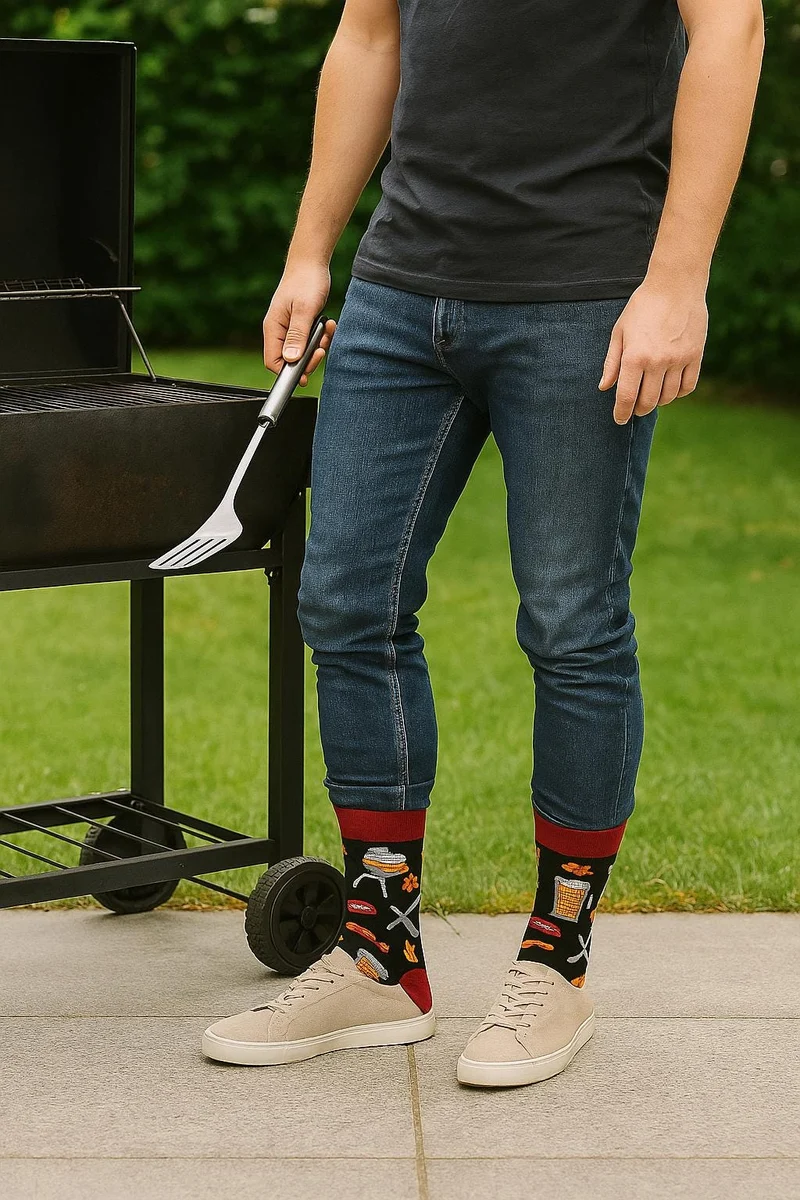Lustiges Socken 4er Set – Bier, Grill, Fußball – Geschenkidee Männer – Größe 42–46