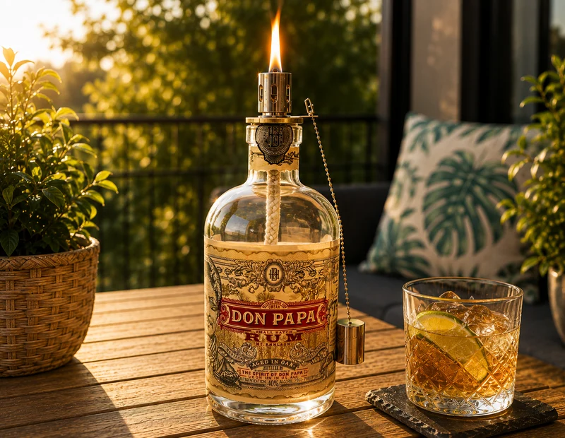 Don Papa Rum Lampe | Handgemachte Upcycling Tischlampe aus Don Papa Rum Flasche | Einzigartige Geschenkidee | Deko