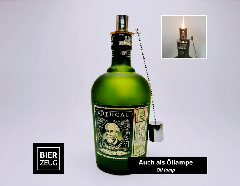 Botucal Rum Lampe | Handgemachte Upcycling Tischlampe aus Botucal Rum Flasche | Einzigartige Geschenkidee | Deko