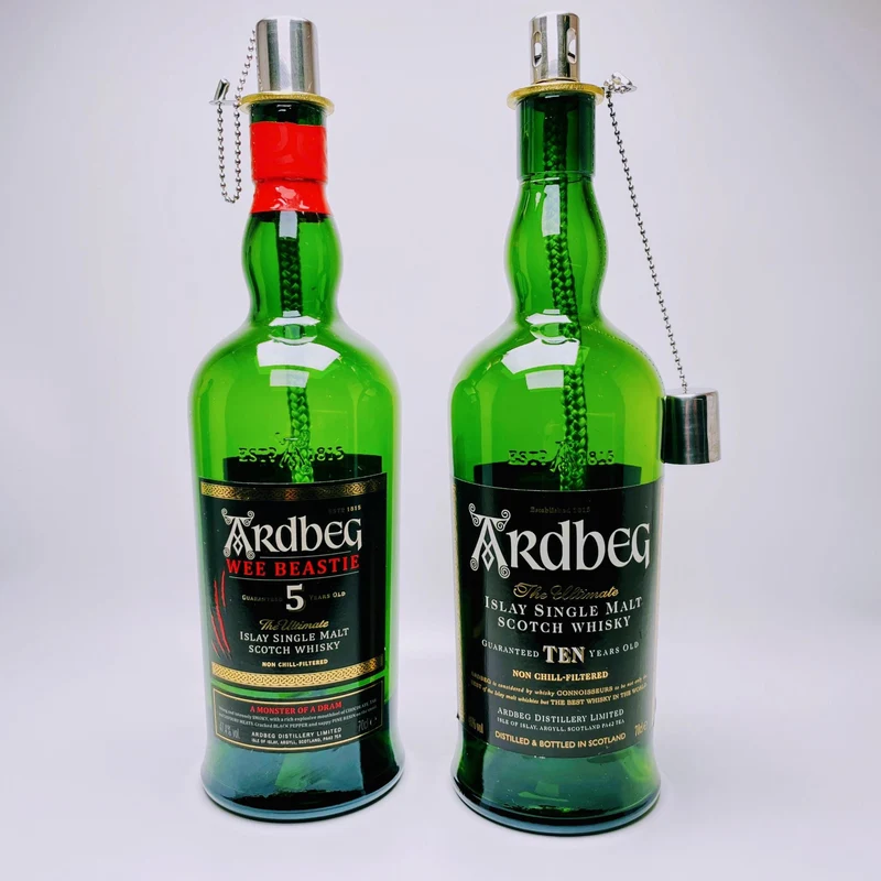 Whisky Öllampe aus echter Whiskyflasche – Handgemachte Upcycling Design Öllampe mit warmem Flammenlicht – Geschenkidee für Whisky Liebhaber