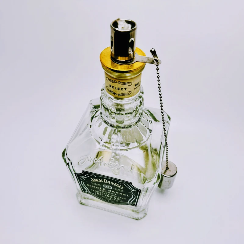Whisky-Öllampe ”Jack Daniels” | Handgemachte Öllampe aus Jack Daniels Single Barrel Flasche | Upcycling Deko | Individuelles Geschenk