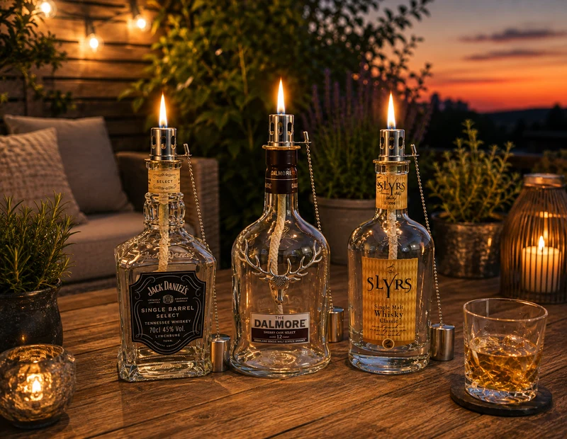Whisky Tischlampe aus echten Tubes – Handgemachte Upcycling Design Lampe mit warmem Licht – Geschenkidee für Whisky Liebhaber