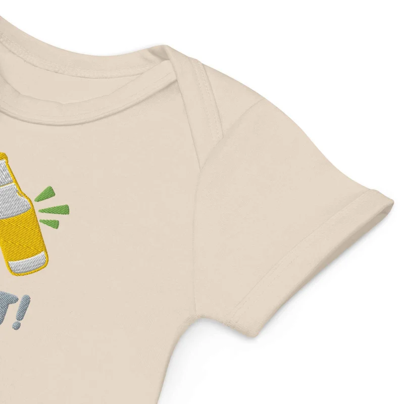 Baby Body mit Stick „Prost!“ – Bio Baumwolle – Geschenk für Bierliebhaber zum Papa-Werden