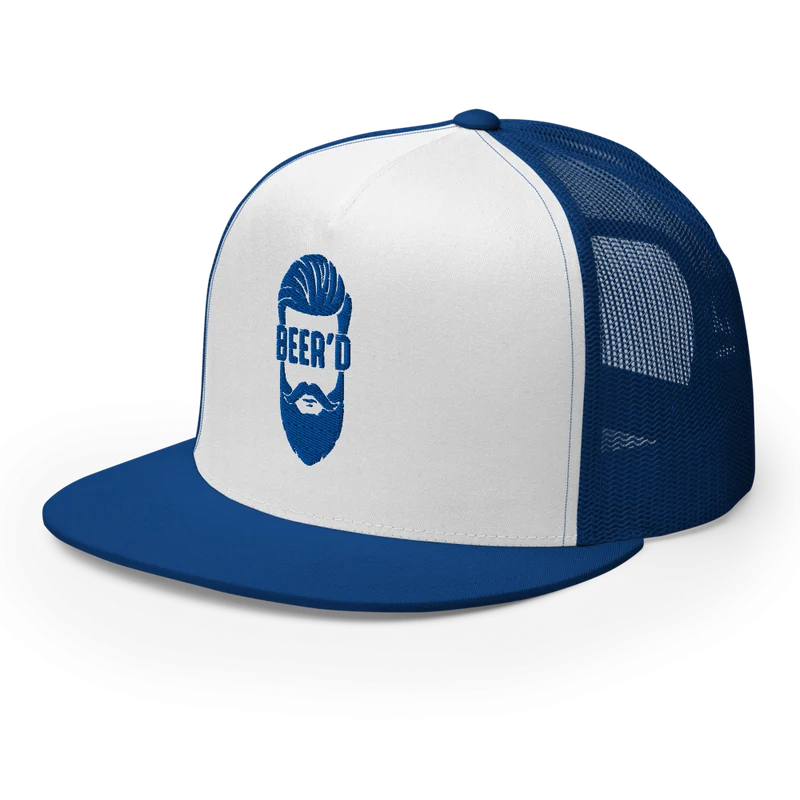 Trucker Cap BEER’D – Gesticktes bärtiges Gesicht mit Text BEER D, Bierliebhaber Geschenk, Snapback Hut, Craftbeer, Bart, Cappy