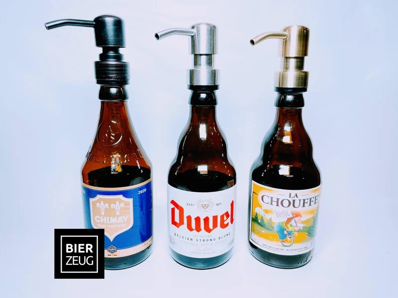 Crafbier-Seifenspender “Schaumkrone“ | Handgemachte & nachfüllbare Seifenspender aus Craftbeer-Flaschen | Upcycling Geschenk für Bier-Fans