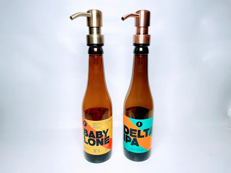 Crafbier-Seifenspender “Schaumkrone“ | Handgemachte & nachfüllbare Seifenspender aus Craftbeer-Flaschen | Upcycling Geschenk für Bier-Fans