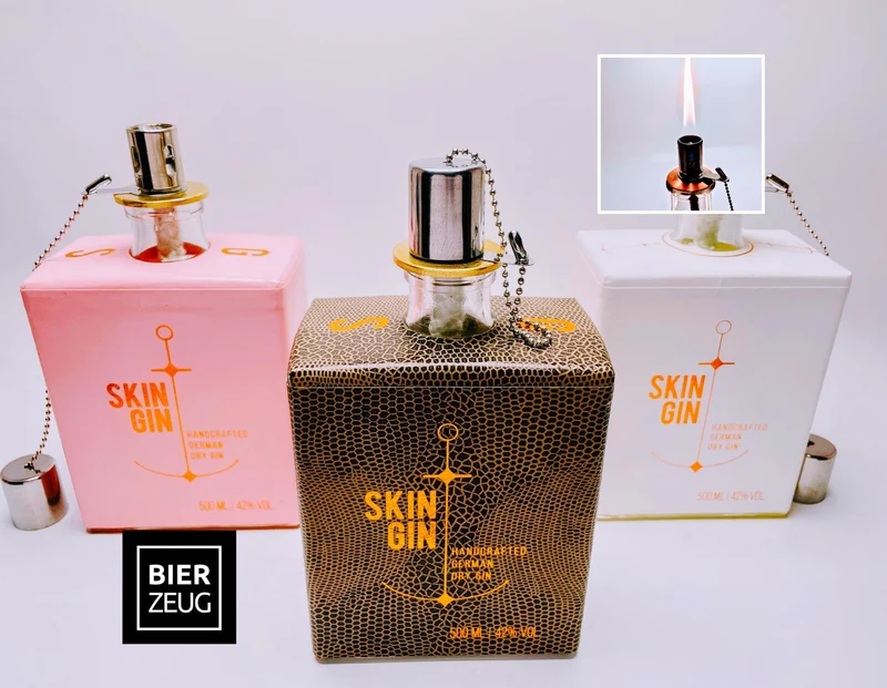 Gin Öllampe “Skin“ | Handgemachte Upcycling Lampe aus Gin Flasche | Vintage Deko | Individuell | Geschenkidee | Upcycling & Einzigartig