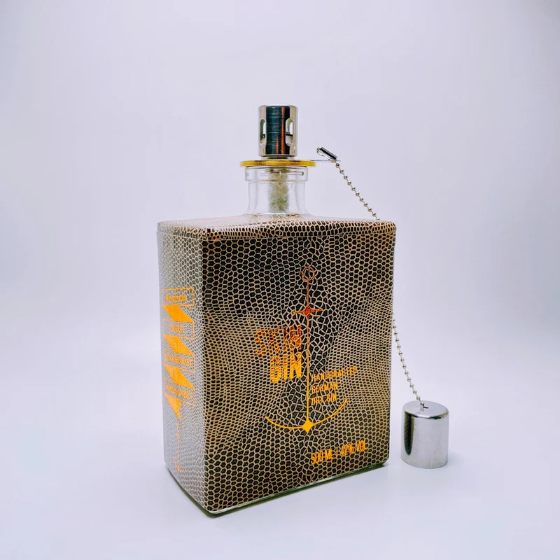 Gin Öllampe “Skin“ | Handgemachte Upcycling Lampe aus Gin Flasche | Vintage Deko | Individuell | Geschenkidee | Upcycling & Einzigartig