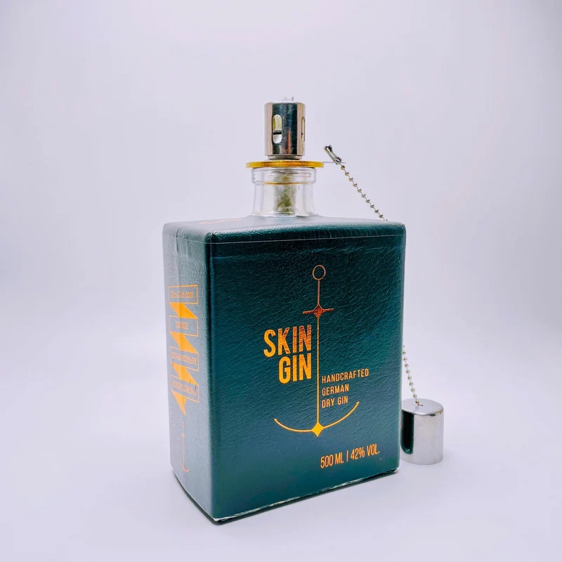 Gin Öllampe “Skin“ | Handgemachte Upcycling Lampe aus Gin Flasche | Vintage Deko | Individuell | Geschenkidee | Upcycling & Einzigartig