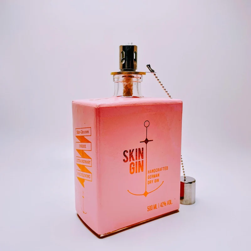 Gin Öllampe “Skin“ | Handgemachte Upcycling Lampe aus Gin Flasche | Vintage Deko | Individuell | Geschenkidee | Upcycling & Einzigartig
