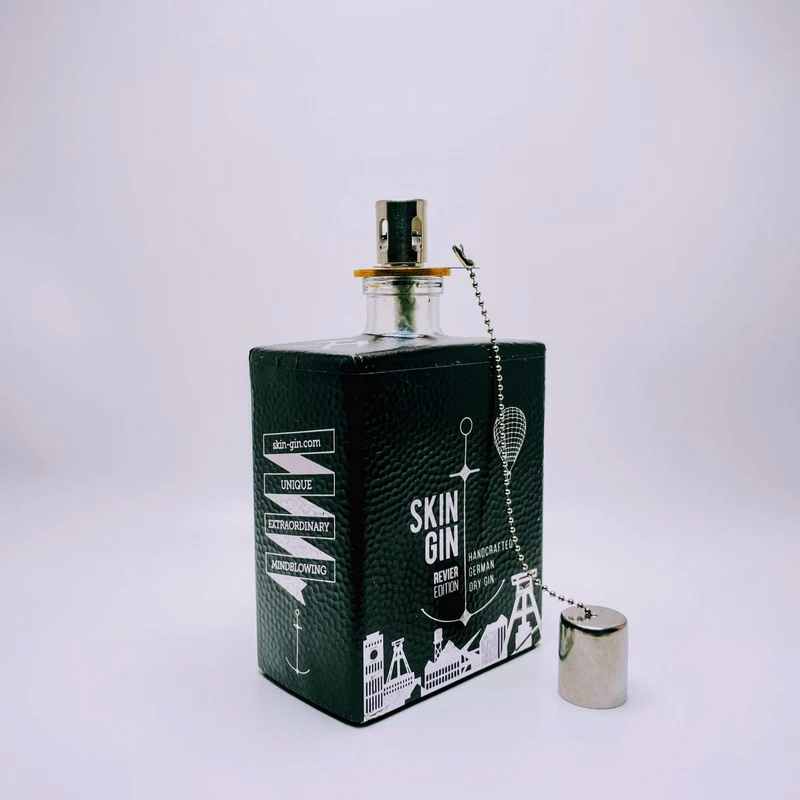 Gin Öllampe “Skin“ | Handgemachte Upcycling Lampe aus Gin Flasche | Vintage Deko | Individuell | Geschenkidee | Upcycling & Einzigartig